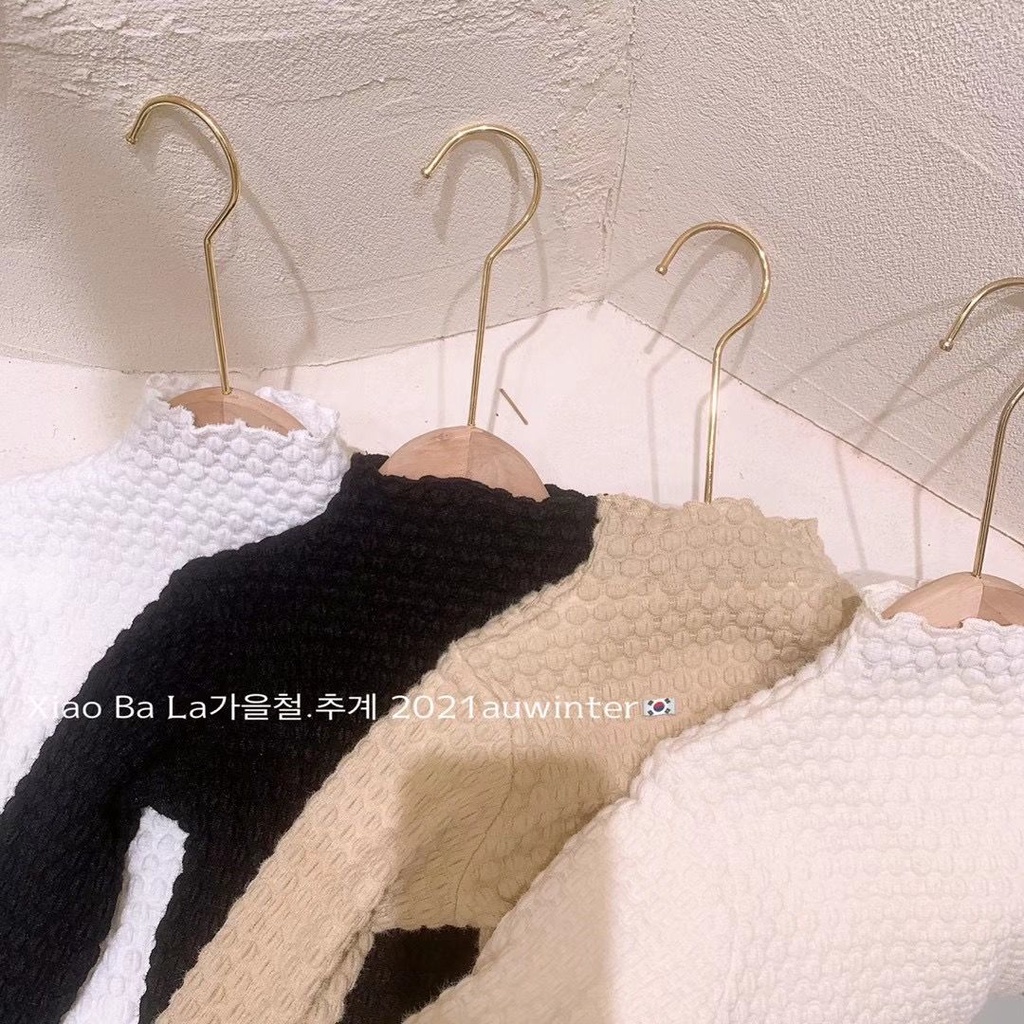 Áo thun tay dài cổ lọ hai mặt bằng vải nhung cotton in họa tiết quả dứa thời trang thu đông ấm áp cho bé gái