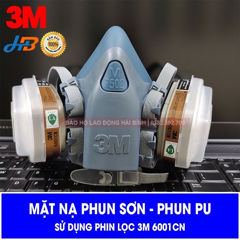 [COMBO] Trọn Bộ Mặt Nạ Phòng Độc 3M 7502 + Kính Bảo Hộ 3M 1621 (Mặt Nạ Phun Sơn, Phun Thuốc Trừ Sâu, Chống Hóa Chất).