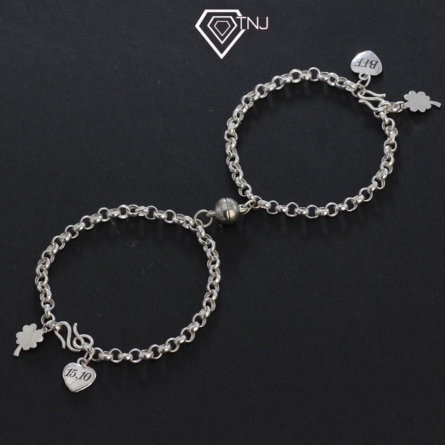 Vòng tay đôi bạn thân gắn nam châm khắc tên đẹp - Món quà kỉ niệm tình bạn LTD0022 - TNJ