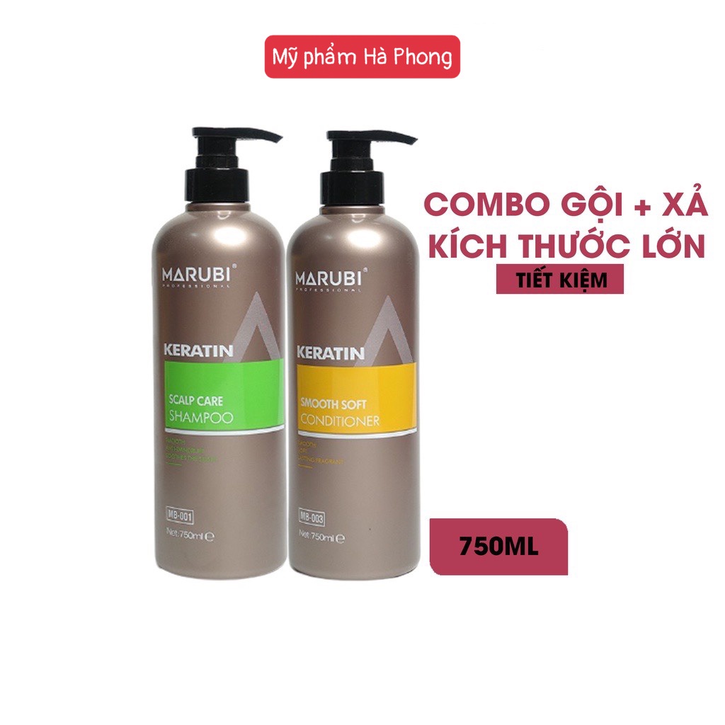 Dầu Gội Marubi Cặp dầu Gội Marubi Phục Hồi Hư Tổn Giảm Rụng Tóc Marubi Keratin 750ml Chính Hãng