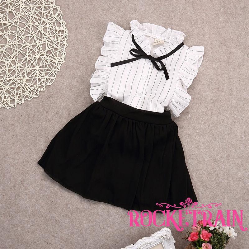 Bộ quần áo trẻ em bằng cotton voan gồm áo không tay và váy cho trẻ từ 2-7 tuổi