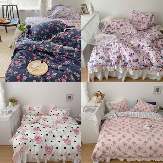 Bộ chăn ga gối cotton anew cao cấp - bộ chăn ga gối cotton bèo phong cách hàn quốc