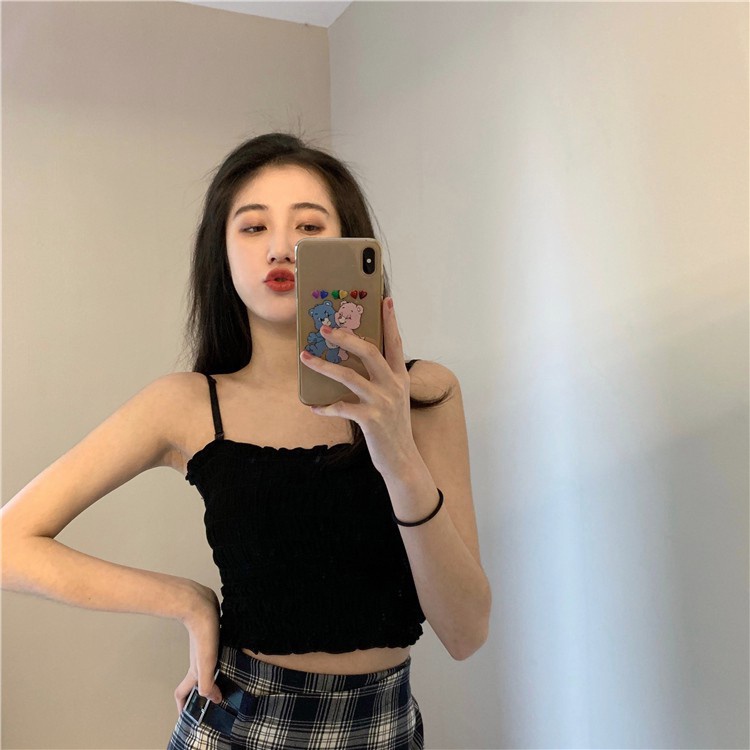 Xiaozhainv Áo hai dây Ren Màu Trơn Thời Trang (Màu Ngẫu Nhiên)