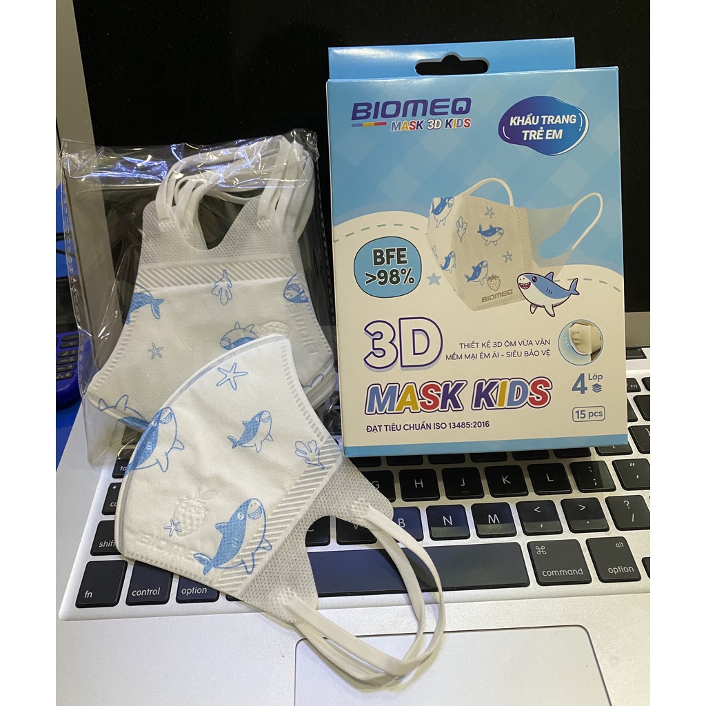 Khẩu trang y tế trẻ em kháng khuẩn 3 lớp BIOMEQ MASK+ KID cùng họa tiết dễ thương