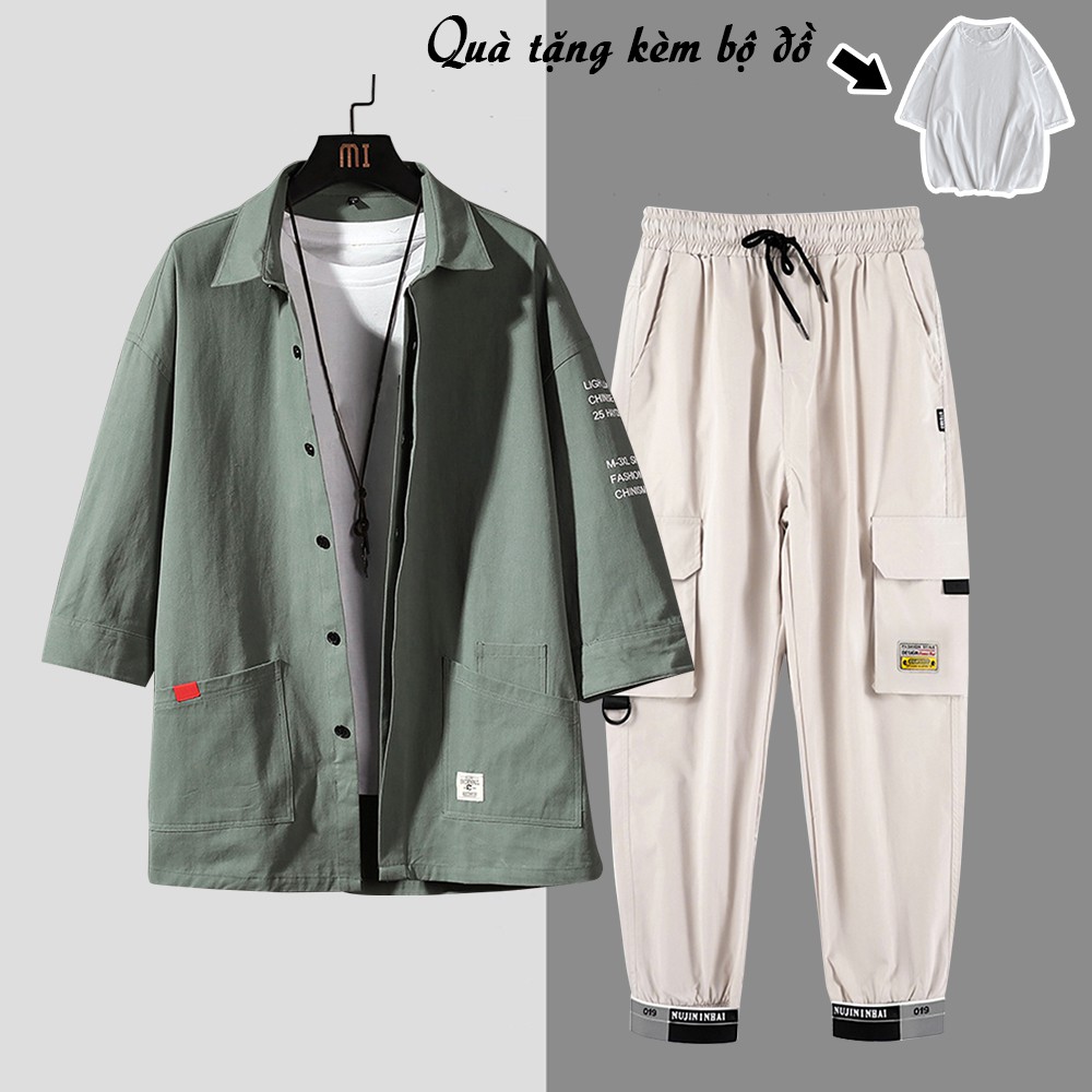 Bộ Quần Áo Nam 3 Chi Tiết Áo Sơ Mi Cổ Đức Kèm Áo Phông Trơn Và Quần Jogger Túi Hộp MENFASHION1989 SET NAM 90000150C | BigBuy360 - bigbuy360.vn