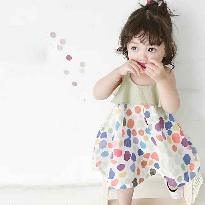 Đầm Công Chúa Giả 22 Mảnh Họa Tiết Chấm Bi Phong Cách Mùa Hè Mới Cho Bé Gái 3-8 Tuổi 0JZ6