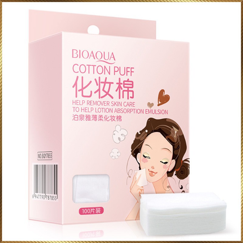 Bông tẩy trang hộp 100 miếng Cotton Puff Bioaqua