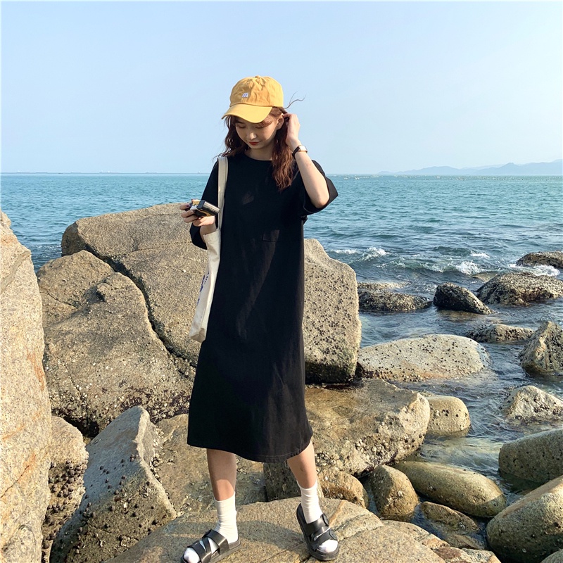 Đầm Thun Cotton Thêu Họa Tiết Thời Trang Hàn Quốc Dành Cho Nữ