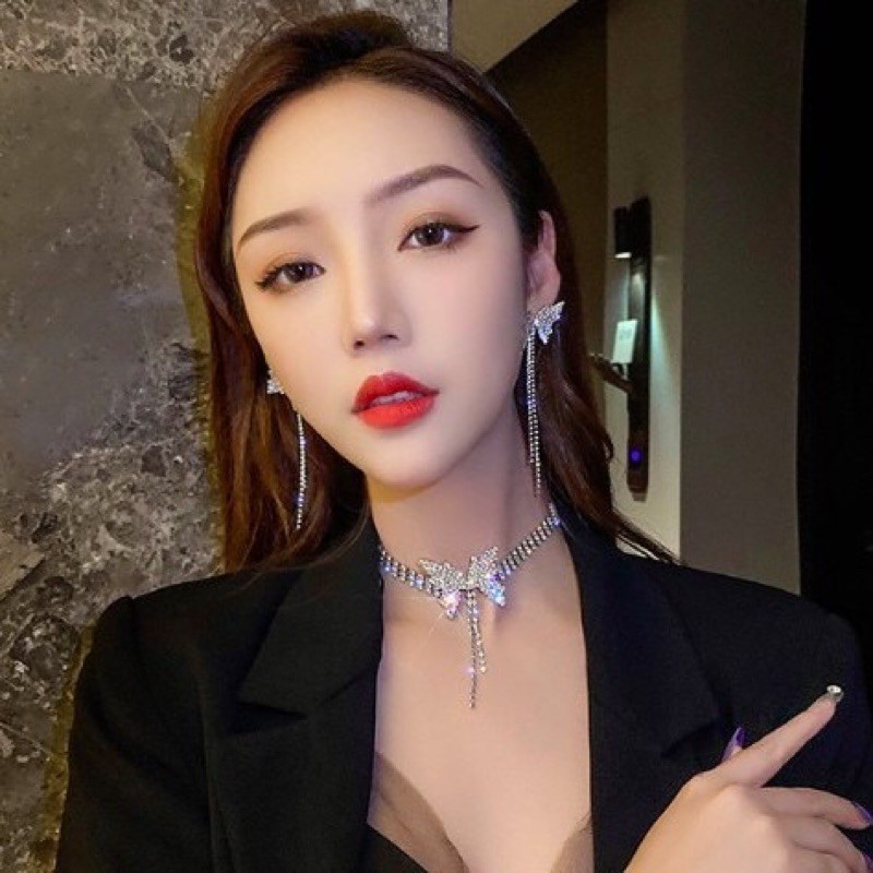 Set Choker Đá Hình Con Bướm Xinh Xắn