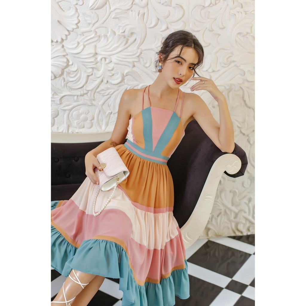 [Mã SKAMSALEP6 giảm 10% tối đa 100K đơn 150K] SÒ VINTAGE - KIRA Đầm xoè phối màu | BigBuy360 - bigbuy360.vn