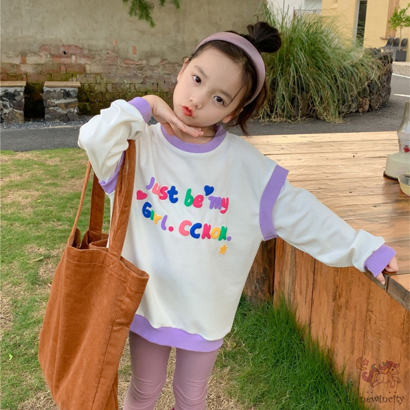 Áo Hoodie Dài Tay In Chữ Cái Phong Cách Hàn Quốc Cho Bé Gái