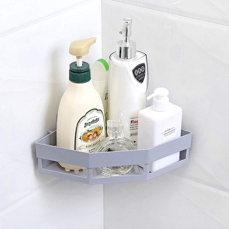 Kệ góc dán tường HOMEK, kệ nhà tắm dính tường chịu lực 6 kg, kệ nhà bếp sang trọng chắc chắn