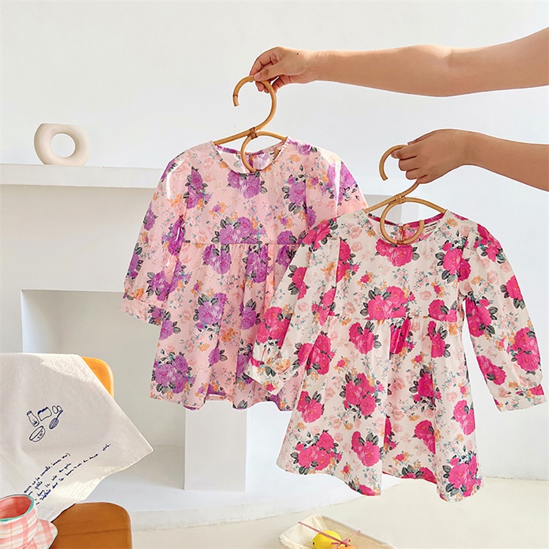 BEAR LEADER Đầm Cotton Tay Dài Phong Cách Hàn Quốc Thời Trang Mùa Thu Mới Cho Bé Gái 2-7 Tuổi