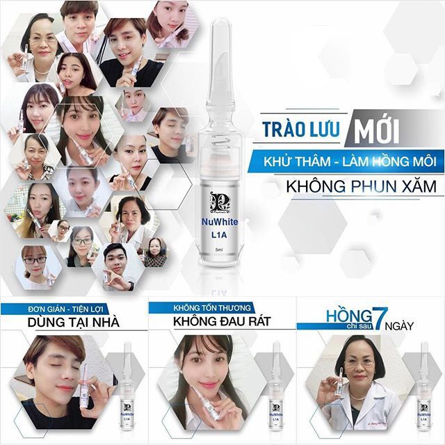 Kem Làm Hồng Môi Nuwhite L1a, Kem Khử Thâm Môi Biowhite Prudente Professional 5ml Cải Thiện Sắc Tố Dưỡng Môi Căng Bóng