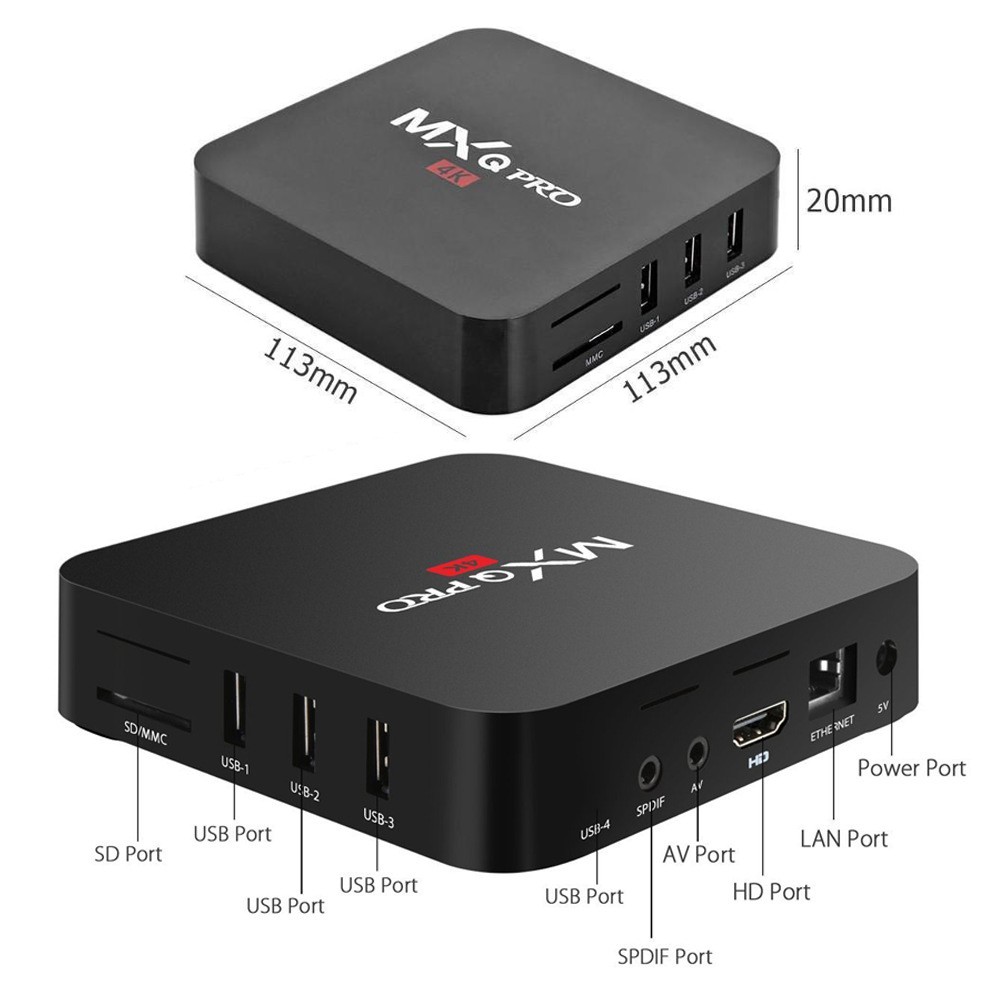 Đầu Mxq Pro Android Tv Box Android 10.1os Ram 1gb Rom 8gb Stb 4k Smart Tv Box