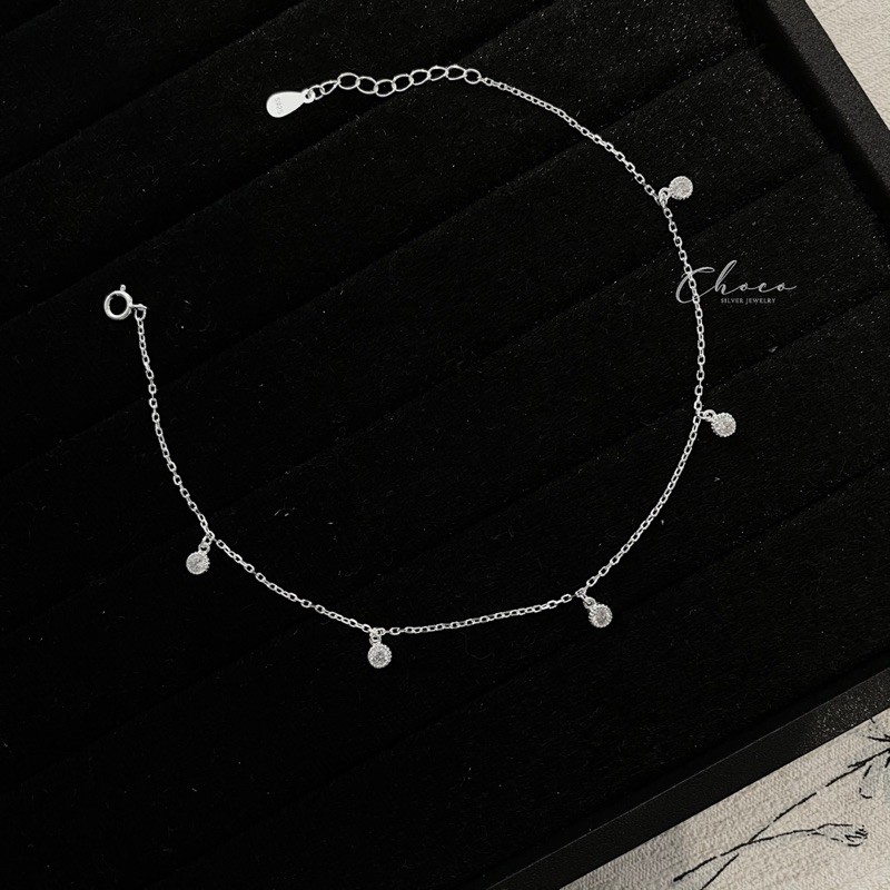 Lắc chân bạc hạt đá Choco Jewelry