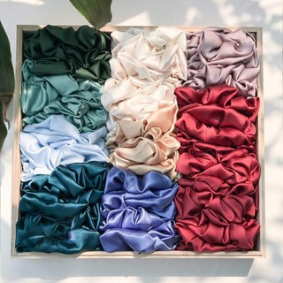 Dây Buộc Tóc Co Dãn Màu Trơn - Cột Tóc Scrunchies Vải Phi Bóng Xinh Xắn Cho Nữ