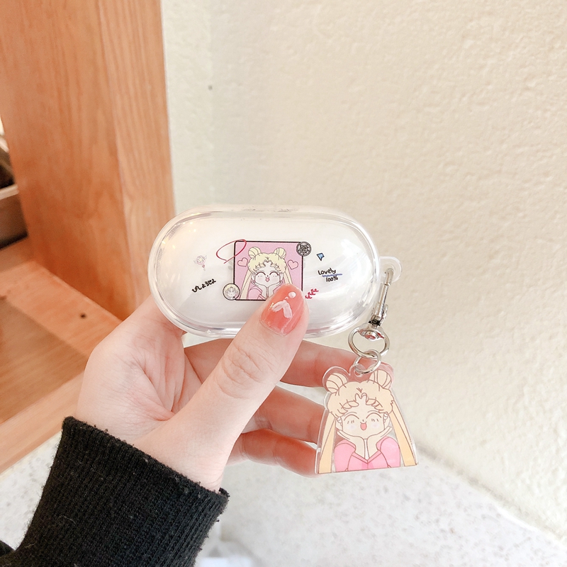 Vỏ bảo vệ hộp đựng tai nghe không dây trong suốt kiểu hoạt hình xinh xắn cho Samsung Galaxy Buds / Buds+ / Galaxy Buds plus