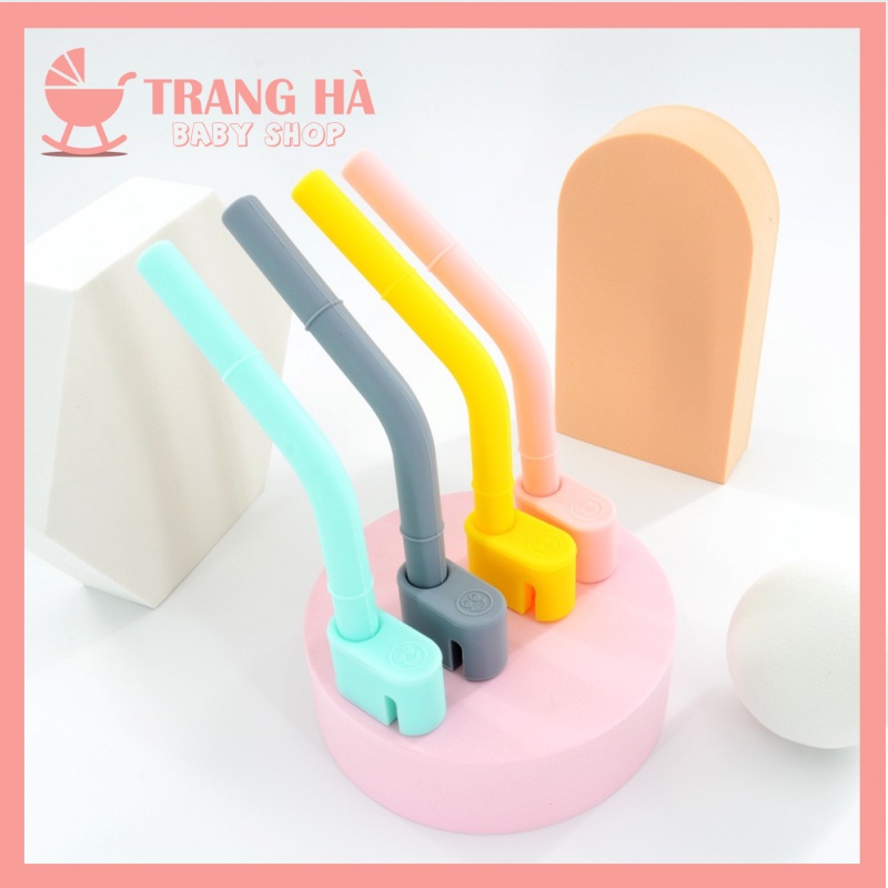 Ống Hút Silicon BobbyDoll Cài Khay Ăn Dặm Cho Bé Hút Nước Canh, Ống Hút Không Chứa BPA An Toàn Cho Bé