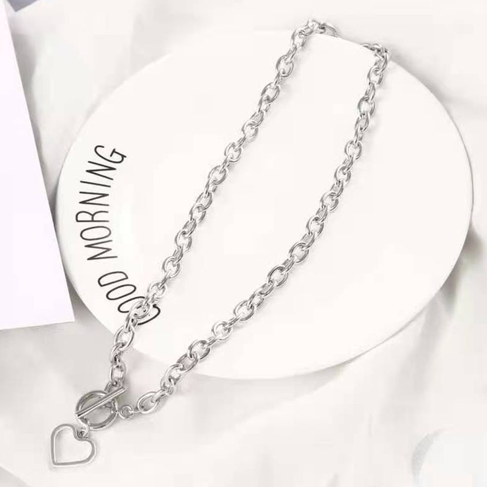 Vòng cổ choker bằng hợp kim mặt hình trái tim phong cách hip hop thời trang đường phố Hàn Quốc cho nam và nữ
