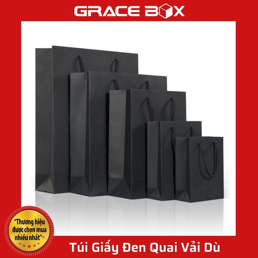 {Giá Sỉ} Túi Giấy Đen Quai Vải Dù Chắc Chắn (Chịu Lực Tốt) Siêu Thị Bao Bì Grace Box