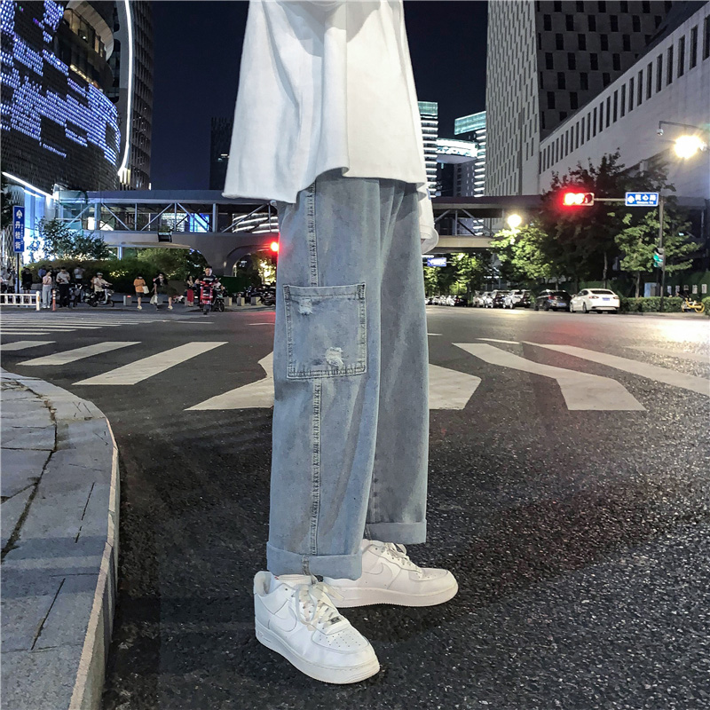 Quần jeans dài phong cách thời trang năng động kiểu Hàn Quốc cho nam