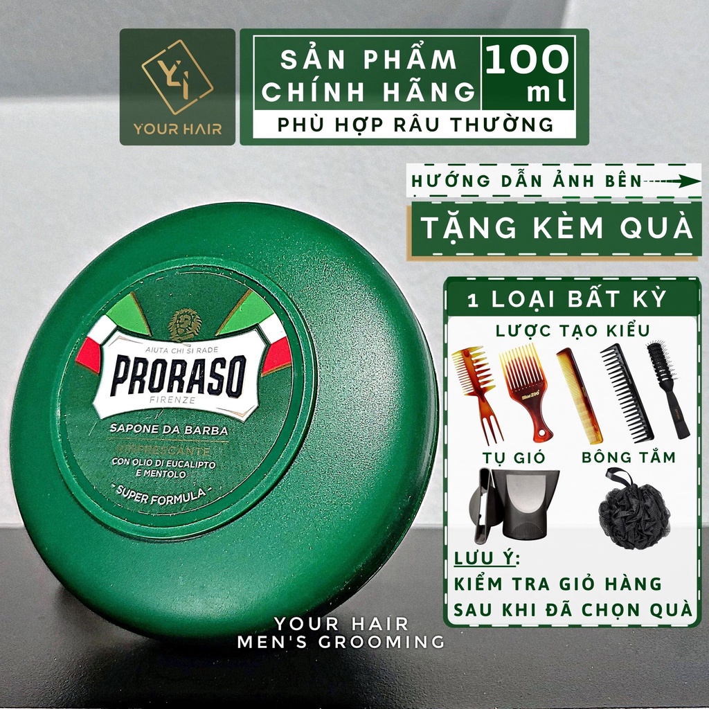 Xà phòng cạo râu Proraso Shaving Soap In-a-bowl Refreshing | Hương bạch đàn & bạc hà | 150ml