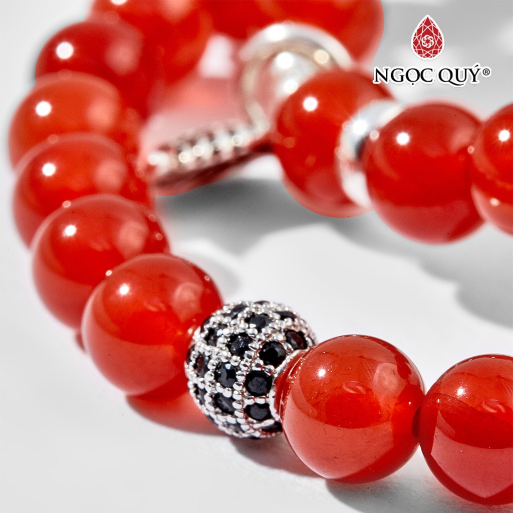 Vòng Tay Đôi Mã Não Đỏ Charm Lá - Ngọc Quý