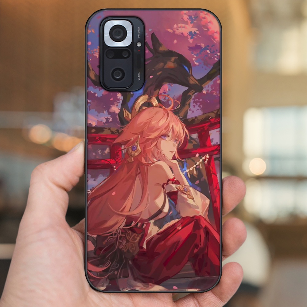 Ốp lưng Xiaomi Redmi Note 10 Pro viền đen in hình Yae Miko Genshin Impact