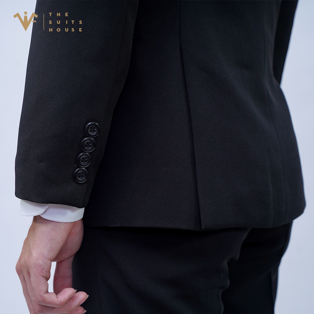 Bộ vest nam áo blazer suits quần tây đen 2 khuy, form ôm, satorial, vải WOOL The Suits House