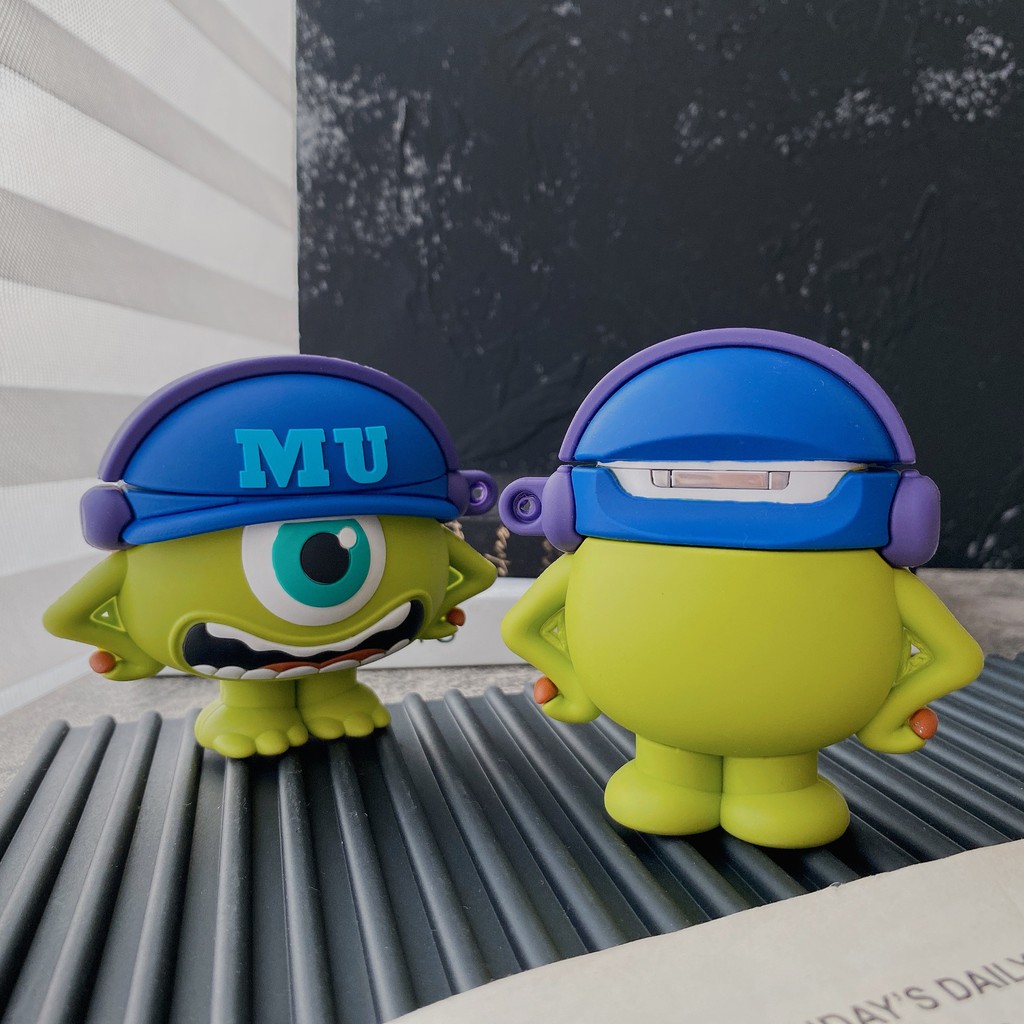Vỏ Bảo Vệ Hộp Sạc Tai Nghe AirPods 1 2 3 pro Bằng Silicon Mềm Hình Quái Vật mike Dễ Thương Chống Rơi