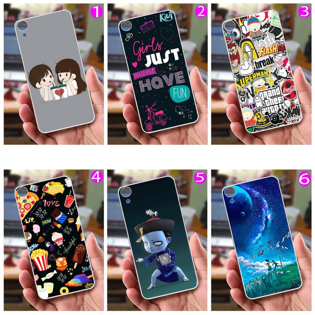 Ốp lưng HTC 820 (dẻo viền trắng trong) - Hình Tiểu Cương Thi, Couple, Flat Lay