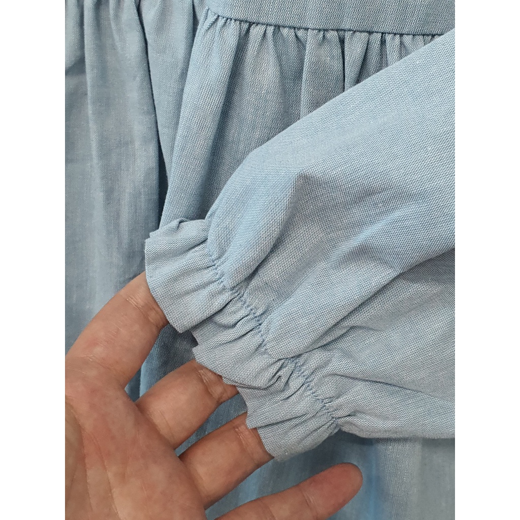 Váy thu đông cổ sen viền hoa
