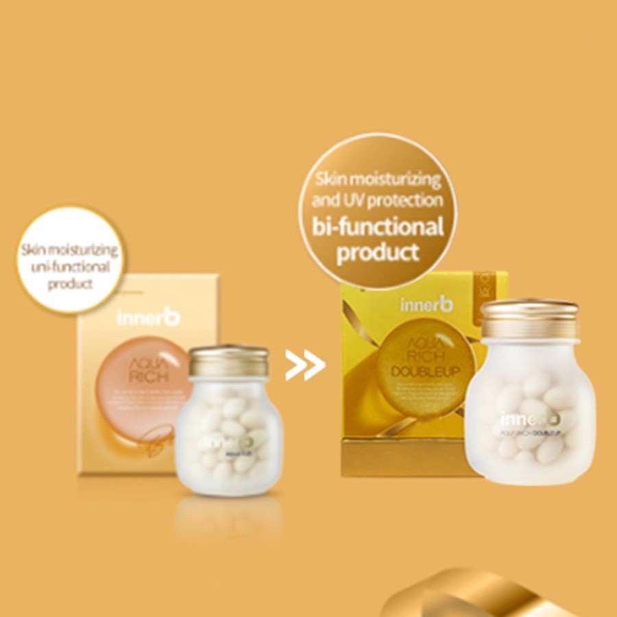 Combo 2 Lọ Thực phẩm bảo vệ sức khỏe InnerB Aqua Rich Giúp cấp ẩm làm đẹp da chiết xuất cám gạo lọ 70 viên x 2 -Hộp vàng | BigBuy360 - bigbuy360.vn