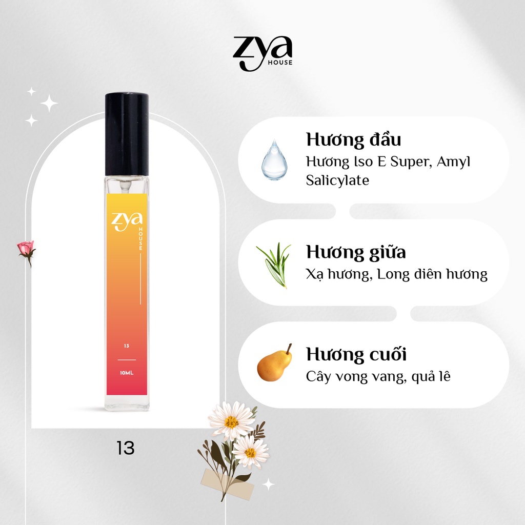 Nước Hoa Unisex Zya Ano.ther 13 Hương Thơm Từ Gỗ, Hoa, Xạ Hương Thơm Lâu Trên 6 Tiếng - Dung Tích 10ml Dạng Xịt