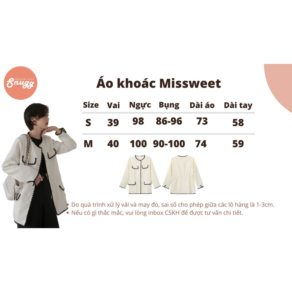 Áo khoác dạ tweed oversized Missweet- Snugg Việt SNU2031