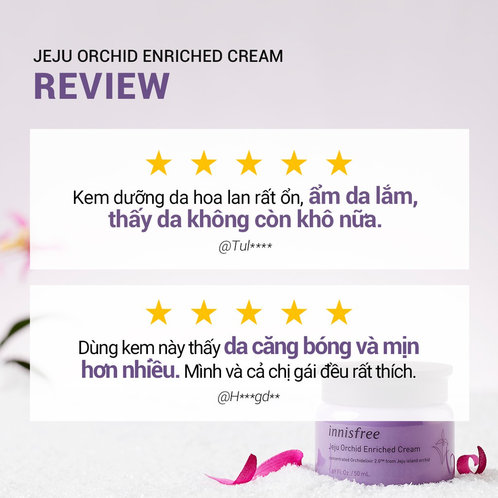 [Mã COSIF05 giảm 10% đơn 400K] Kem dưỡng ẩm chống lão hóa hoa lan tím Innisfree Jeju Orchid Enriched Cream 50ml