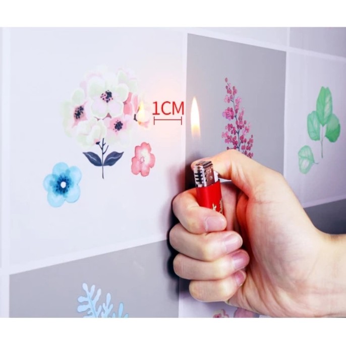 Decal dán bếp tráng nhôm cách nhiệt hoa và bướm khổ 0.6m keo sẵn