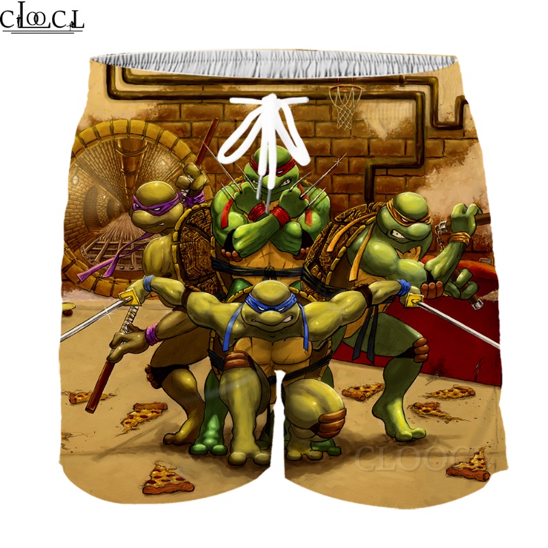 Cloocl Quần Short Đa Năng In Họa Tiết Ninja Rùa Thời Trang Thoải Mái Cho Thanh Thiếu Niên