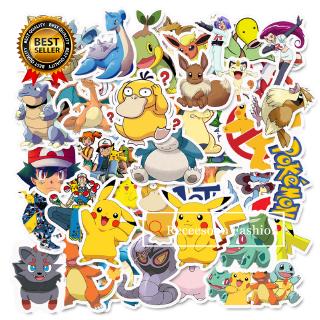 Set 50 nhãn dán hình pokemon dùng trang trí hành lý/ván trượt/điện thoại/laptop/xe/tường/guitar