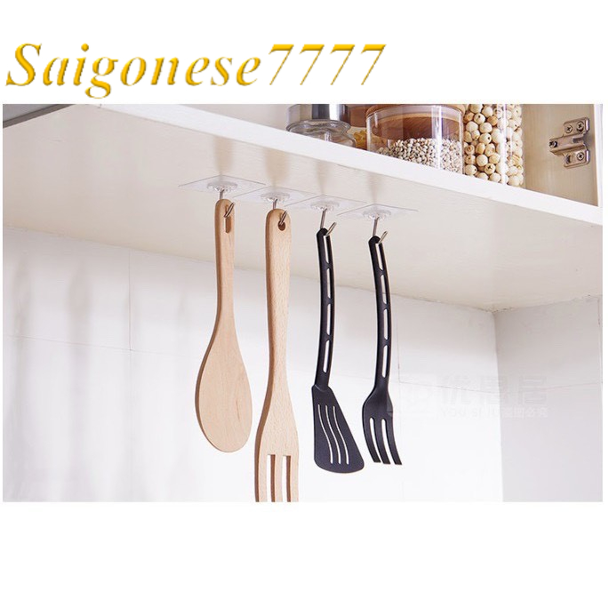 10 Móc Dán Tường Cường Lực Móc Treo Đồ Thông Minh 6*6 CM Chịu Lực 1kg Wall Hook