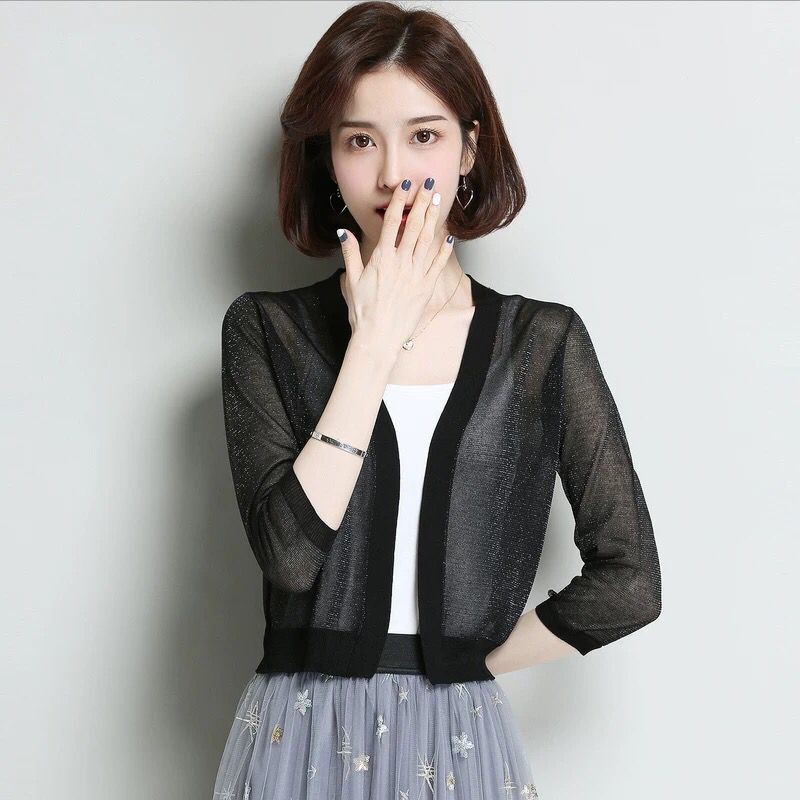 Áo Khoác Cardigan Dệt Kim Mỏng Chống Nắng Thời Trang Xuân Thu Cho Nữ