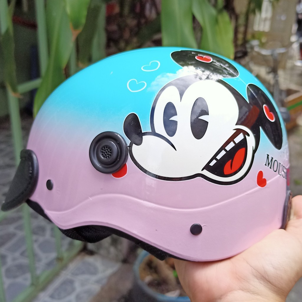 TT Nón bảo hiểm sơn mang thông gió chuột mickey cute( viền nón theo nón) 5