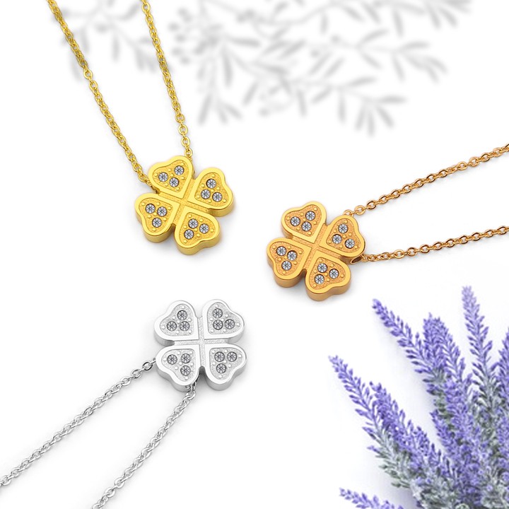 DÂY CHUYỀN TITAN CỎ 4 BỐN LÁ TN122 SIÊU ĐẸP BỀN MÀU