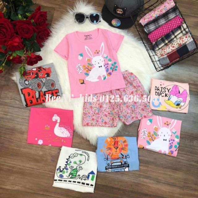 Set 3 bộ cater's bé trai/gái cotton co giãn 4 chiều