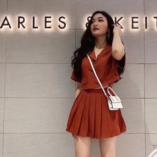 (Kèm ảnh thật) Set áo vest croptop dài + chân váy xếp li bigsize 55kg-90kg kèm ảnh thật