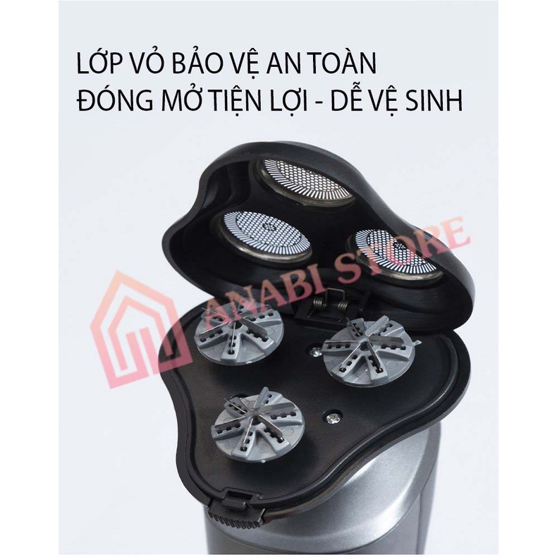 [ TẶNG 1 KHẨU TRANG Y TẾ ] Máy Cạo Râu 9D Shaver 4in1 Kèm 6 Phụ Kiện Cao Cấp - Máy Cạo Râu Anabi Thế Hệ Mới