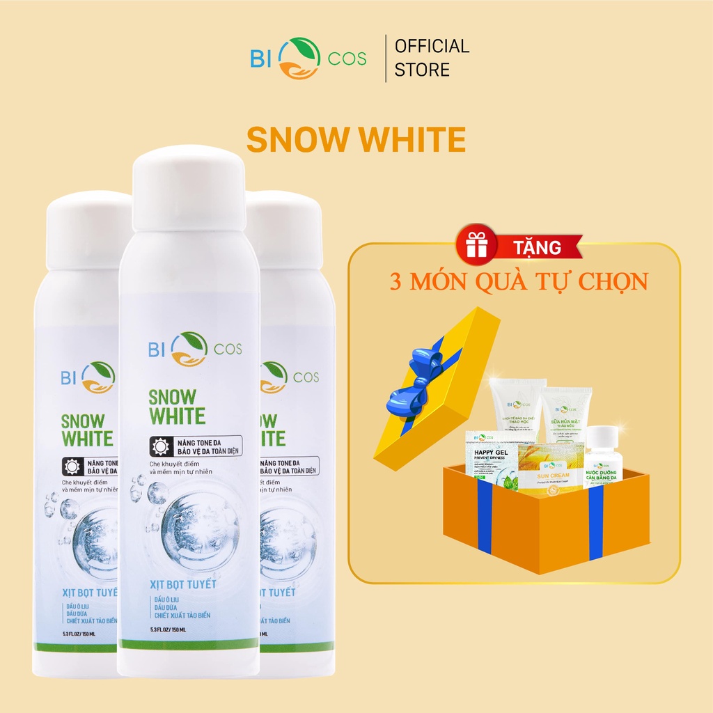 Xịt Lạnh Snow White BIO COSMETICS Làm Trắng Da Giúp Nâng Tone Và Bảo Vệ Da Toàn Diện 150 ml.