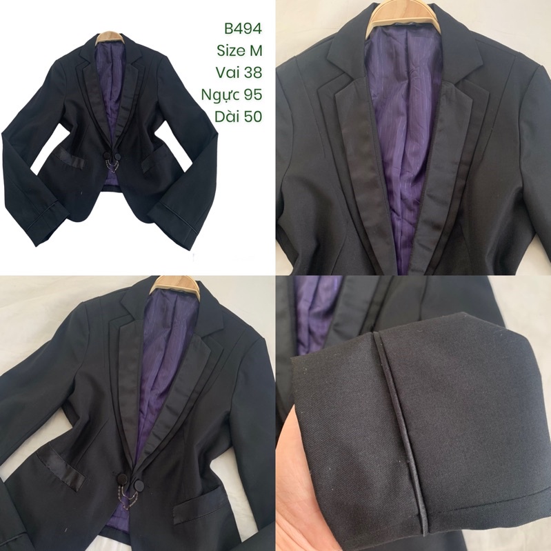 Áo khoác vest/blazer B494 form ngắn 2hand Hàn si tuyển ảnh thật