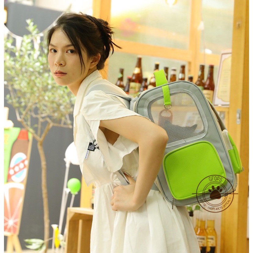 Balo cho chó mèo Cool Style Pet Backpack hai màu trendy có rèm che - 4pets official